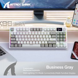 Attack Shark K86 Gasket Mounted Tri-Mode Wireless Hotswappable Keyboard with Display (Business Gray)