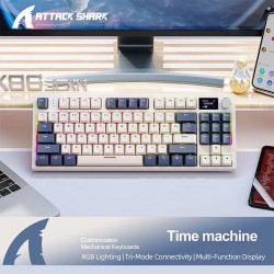 Attack Shark K86 Gasket Mounted Tri-Mode Wireless Hotswappable Keyboard with Display (Time Machine)