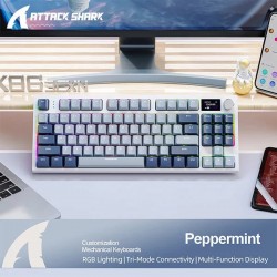 Attack Shark K86 Gasket Mounted Tri-Mode Wireless Hotswappable Keyboard with Display (Peppermint)