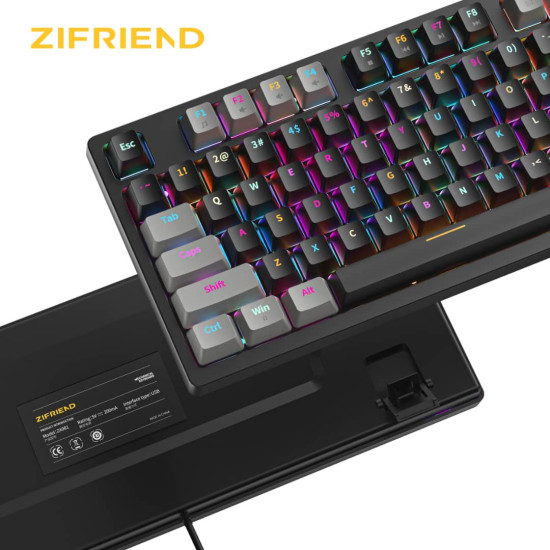 Zifriend ZA981 98 Keys Mechanical Keyboard Hot-swappable Black Grey (Blue Switche)