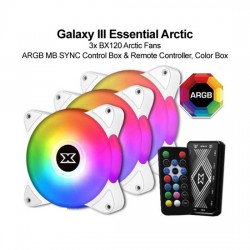 Xigmatek Galaxy III Essential ARGB 120mm White Casing Cooling Fan (3 Pack)